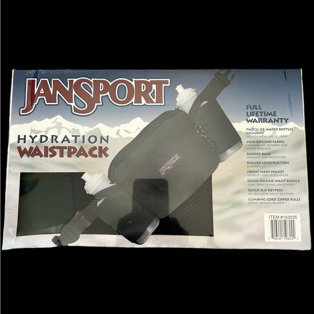 Jansport Hydration Waistpack w/ Two 22oz Water Bottles Black BRAND NEW SEALED